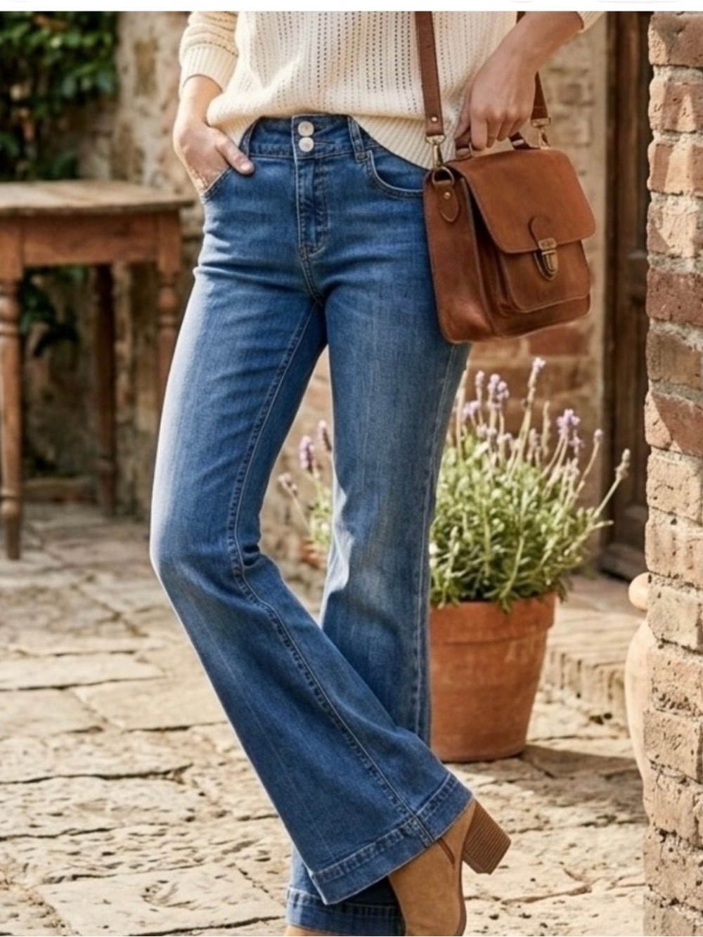 Pilcro Women's Medium Blue Wide-Leg Jeans Perfect Condition